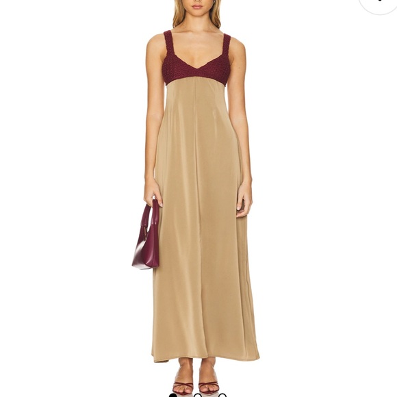 REVOLVE Maxi Dress in Beige and Burgundy - Picture 1 of 3